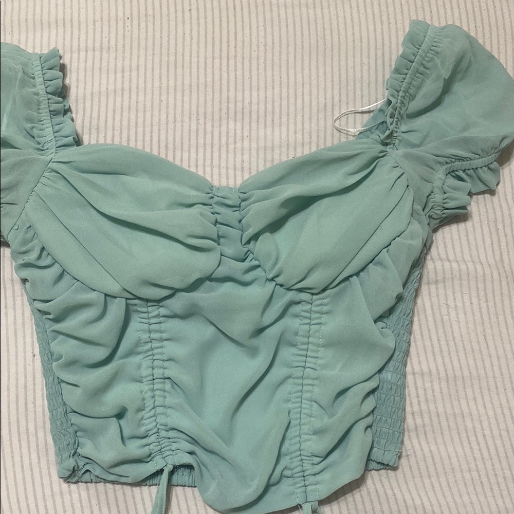 Mint Green Ruched Women's Top